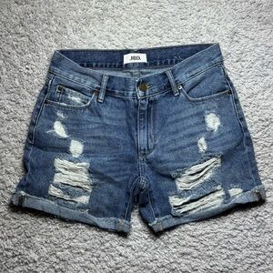 Just Black Denim Shorts Womens Extra Small Distressed Mid Rise Holes Beach Vaca